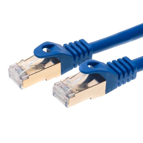 Image of 30FT S /FTP CAT 7 Gold Plated Shielded Ethernet RJ45 Copper Cable 10 Gigabit Ethernet Network Patch Cord CAT7 (30ft, Blue)