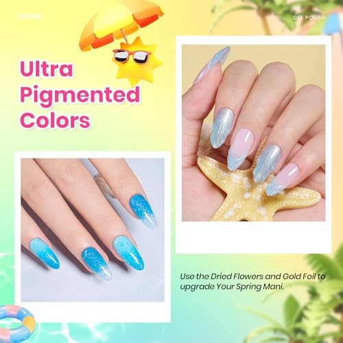 Image of Beetles Gel Nail Polish Set, 20 Colors Bright Pink Blue Green Pearl Gel | with Base Glossy & Matte Top Coat Uv DIY Salon Manicure Kit Beach Bash Nails Gift for Women