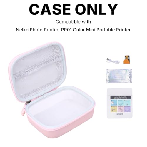 Image of Case for Nelko Photo Printer PP01 Color Mini Portable Printer - Hard Travel Protective Carrying Storage Bag, Box Only (Pink)