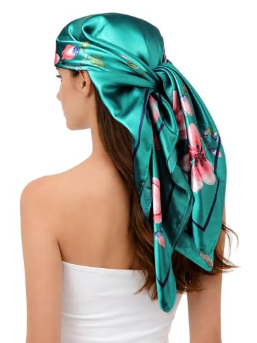 Image of Women's 35 inch Satin Square Silk Like Hair Scarves and Wraps Headscarf for Sleeping | Silk Feel Neckerchief, Hair Scarf, Fashion Bandana, Headscarf, Headband, Hair Wrap Sleeping, Daily Fashion Styling