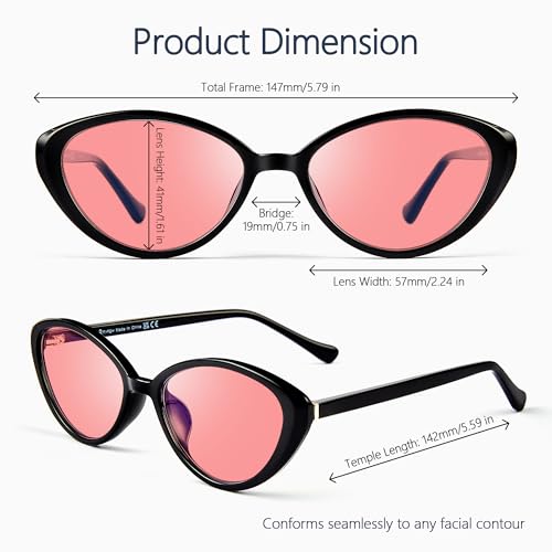 Image of Fluorescent-41 Pink Tinted Blue Light Blocking Glasses for Migraine, Light Sensitivity, Photophobia JF5002