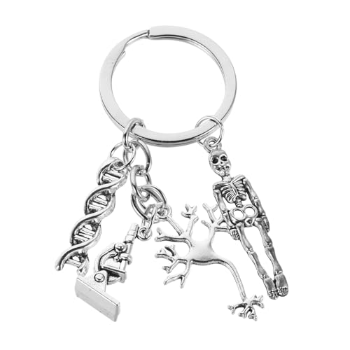 WRITWAA Schlüsselanhänger Für Absolventen Wissenschafts-inspirierter Schlüsselanhänger Mit Mikroskop Dna Und Menschlichem Skelett Perfektes Zum Abschluss Für Biologie Und