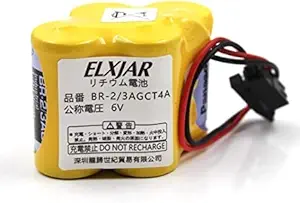 MICROUSB Compatible ORIGINAL100% BR-2/3AGCT4A 6V 4400mAh Replacement Battery for Panasonic FANUC Controls, PLC Computer Ge Fanuc 18T Series, A98L-0031-0025, CUSTOM-107, SHS749 (Black Connector)