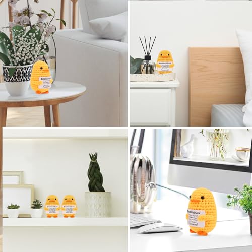 Image of Hoedia Emotional Duck Small Mother's Day Easter Gifts for Women Men Her Him, Positive Crochet Cute Funny Inspirational Support Stuffers College Office Friend Birthday Basket Filler Decorations