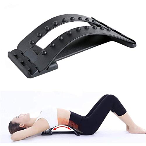 Back Stretcher, Lumbar Back Pain Relief,4 Heights Adjustable Lumbar Back Stretching Device, Upper and Lower Back Stretcher for Pain Relief, Back Stretcher Massager for Chair, Car, Airplane, Travel