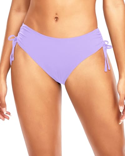 Image of Daci Women Mid Waist Bikini Bottoms - Full Coverage Swim Bathing Suit Bottom Side Tied Swimsuit Bottoms
