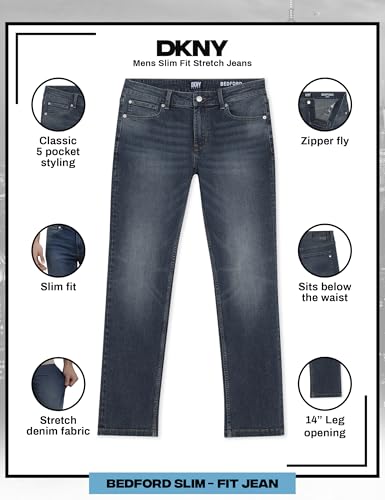 DKNY Men's Bedford Slim Fit Jeans for Men - Slim Fit Mens Stretch Denim Jeans for Men | Tapered Denim Pants2