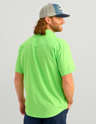 Image of HUK Men's Tide Point Kc Scott Original Artwork Short Sleeve Shirt, Fishing Button Down