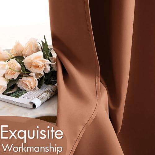 MIULEE Blackout Curtains 96 Inches Long for Bedroom Living Room Thermal Insulated Room Darkening Grommet Top Solid Light Blocking Drapery Set of 2 Window Panels Terracotta