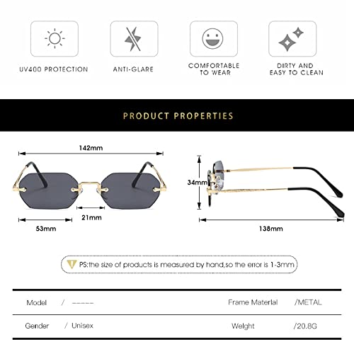 Vintage Rimless Square Sunglasses Women Men Travel Small Frame Sun Glasses Sexy Ladies2