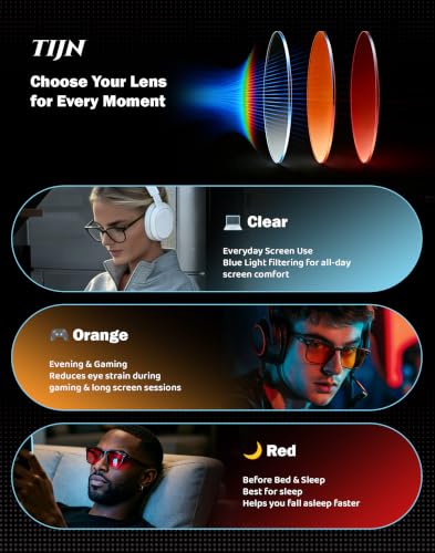Image of TIJN Blue Light Blocking Glasses Dual AR Coatings Amber Orange Lens for Computer Gaming