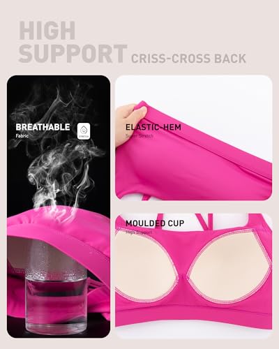 Image of RUNNING GIRL Sports Bras for Women High Support,Criss-Cross Back Strappy Bra Moulded Cup High Impact Workout Crop Tops