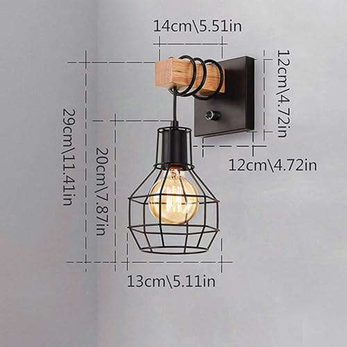 Lámpara de pared con enchufe interruptor aplique vintage negro E27 cable 5