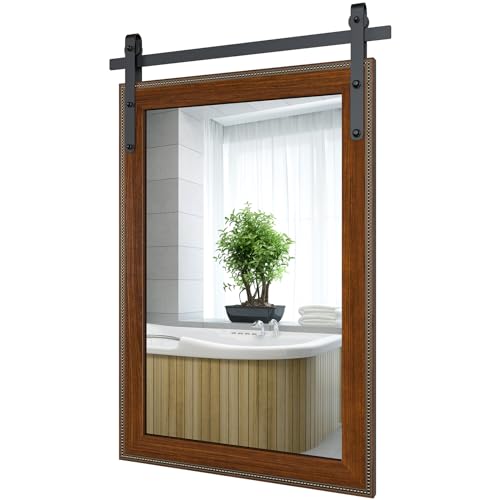 ROOMTEC-Farmhouse-Bathroom-Mirror-2230-inch-Barn-Door-Mirror-Rustic-Wall-Mirror-Wood-Frame-Mirror-for-Bathroom-Entryway ROOMTEC Farmhouse Bathroom Mirror 2230 inch Barn Door Mirror Rustic Wall Mirror Wood Frame Mirror for Bathroom Entryway