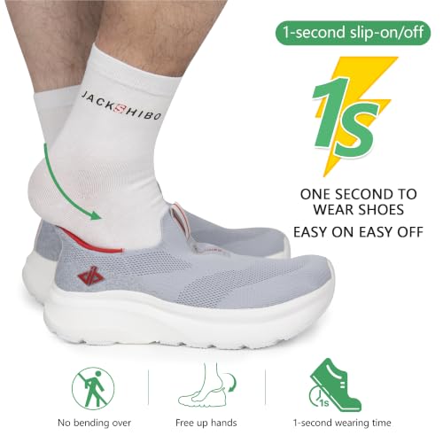 Image of JACKSHIBO Mens Slip Ins Free up Hands Shoes Wide Toe Box Arch Support Orthopedic Walking Sneakers