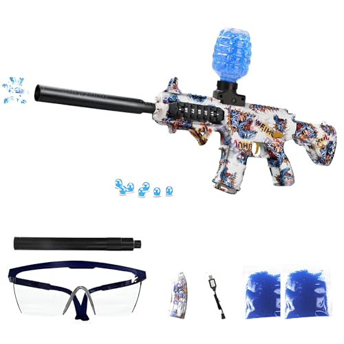 FunBlasters Gel Blaster Gun M416 Automatische elektrische Wasserkugelpistole 20.000 Bälle und Brillen Watersoft Leistungsstarkes Gewehr Waffe Gewehr Erwachsene Gelfire Water Gun (braun)