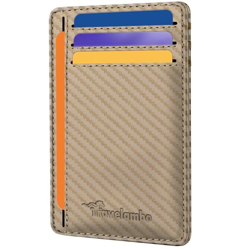 Image of Travelambo Slim Minimalist Wallet for Men, RFID Blocking Credit Card Holder, Front Pocket ID Card Case, Gifts for Men, Husband, Boyfriend, Teenage