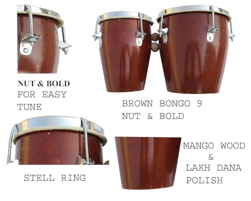 Image of 7 inch Size Professional Long Lasting Two Piece Wooden Bongo Drum Set - Blue