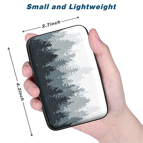 Image of Credit Card Holder, Mini Aluminum Card Wallet RFID Blocking Slim Metal Hard Card Case for Women Men, Ink Forest