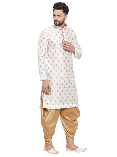 Image of Larwa Men's Cotton Silk Kurta And Salwar Dhoti Set