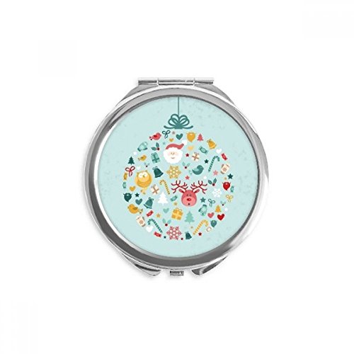 Miroir de maquillage de poche thème noël bleu, une idée cadeau utile pour sac à main