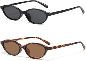 Retro Oval Sunglasses for Women Small Cat Eye 90s Sun Glasses Vintage Y2K Lightweight Sunnies