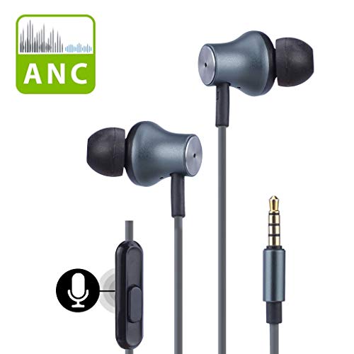 Avantree Active Noise Cancelling Earbuds with Microphone, Wired ANC Sound Canceling Earphones, Noise