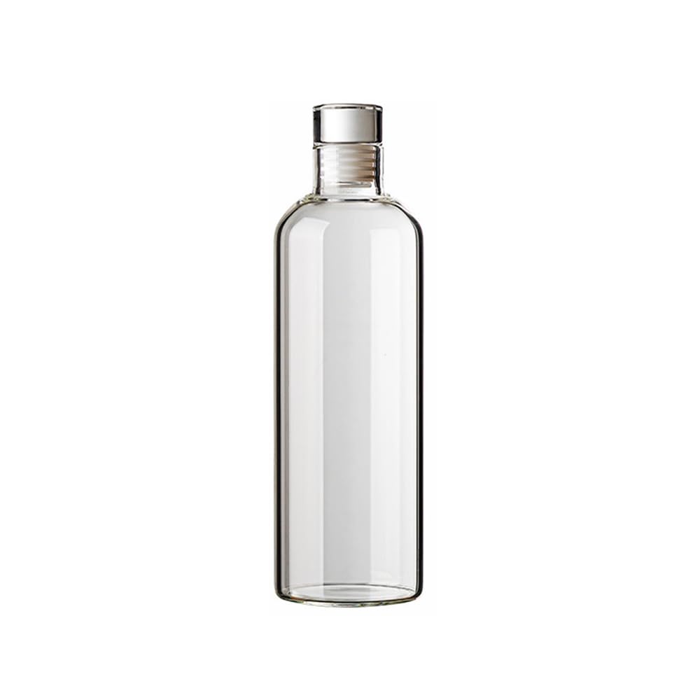 Vllcsla Glass Water Bottle 1000ml / 750ml / 500 ml, Leakproof Water Bottle with Time Marking Glass, Screw Top Glass Bottle Reusable, for Wine, Beverages, Liquids - Office Water Bottle Glass, 500ml