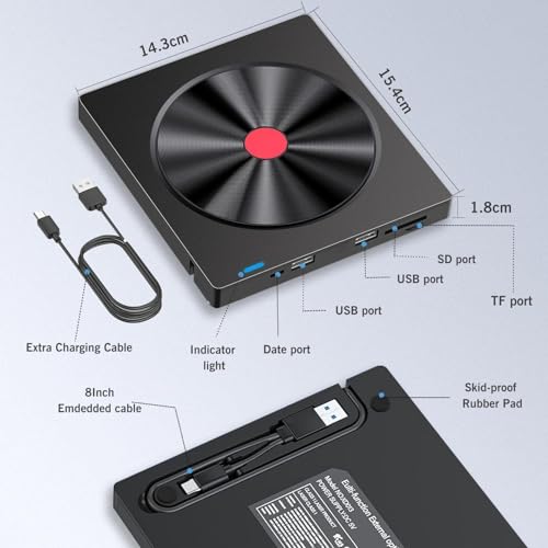 Unidad Externa Multifuncional CD DVD USB 3.0 Tipo C miniatura 5