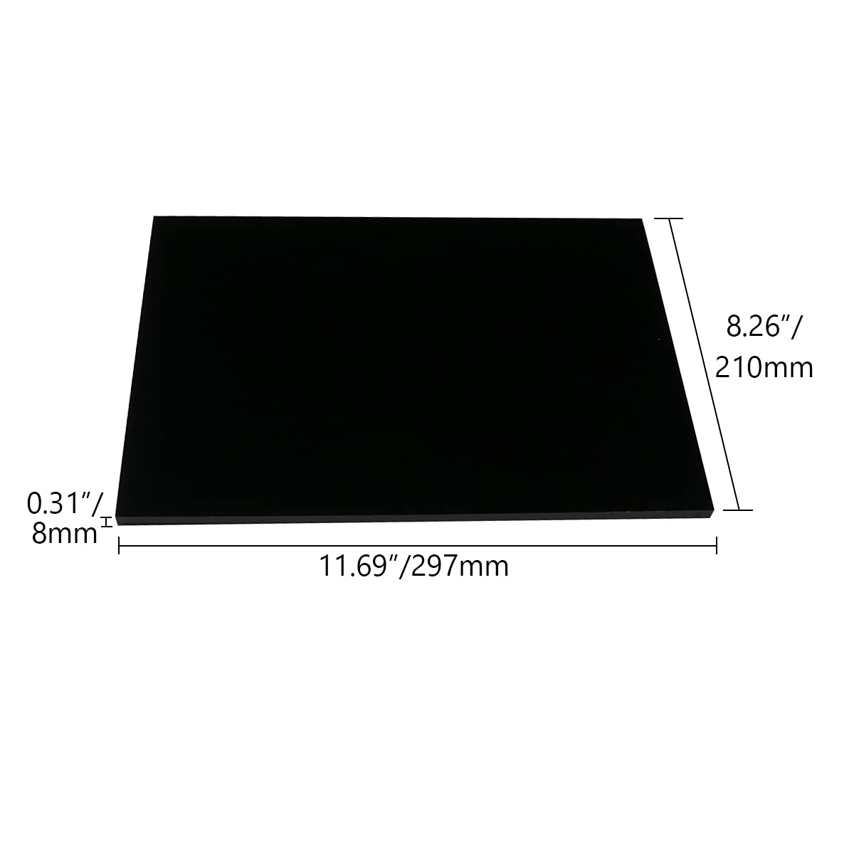 Fielect Black Acrylic Sheet 11.58" x 8.19" Cast Plexiglass 0.31" Thick (8mm) Black Plexiglass Sheet for Picture Frames Sign Holders DIY Display