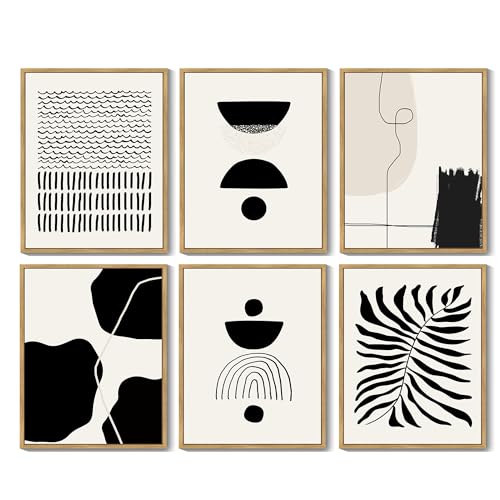 KUVIOKE Black Abstract Framed Wall Art Boho Room Decor Set