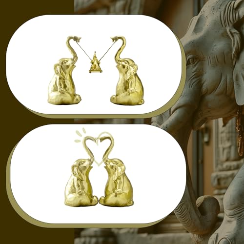 Estatua de Elefante Dorado, 3 Figuras Decorativas para Hogar miniatura 2