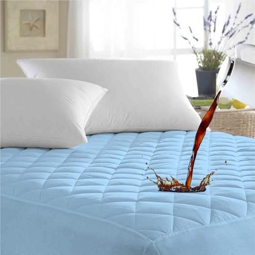 Image of Ayka 100% Waterproof Cotton Quilted Mattress Protector King Size Breathable Hypoallergenic Noiseless Ultra Soft Fitted Bed Protector 84x72 inch Mattress /Bed Cover (King 72x84 inch | 6x7 ft, Blue)