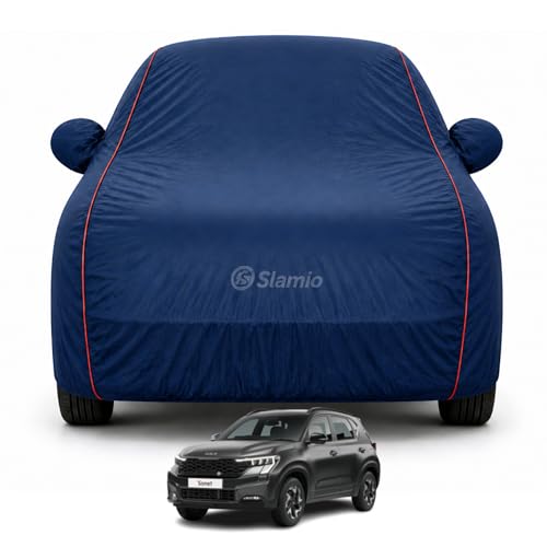 Image of Car Cover for Kia Sonet 2020-2026 | 100% Waterproof Heavy-Duty 3-Layer Car Body Cover | All-Weather Rain, UV, Sun & Dust Protection | Custom Fit | Mirror & Antenna Pockets | Navy Blue