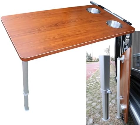 Compact Folding Side Table with Extendable Legs & Cup Holders - Perfect Space-Saving Solution for RVs, Boats, Campers & Outdoor Activities