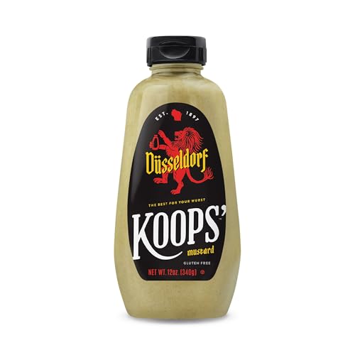 Image of Koops' Mustard Gluten-Free, Kosher, Made in USA, From Quality Mustard Seeds, Creamy and Traditional Bavarian Recipe (12 Ounce (Pack of 1), Dusseldorf)