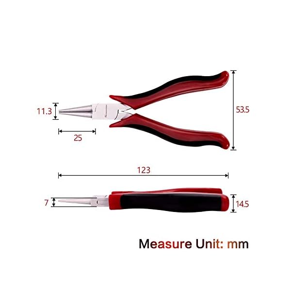 SPEEDWOX Mikro-Rundzange, 11,4 cm, Drahtschlaufe, klein, feine Zange, ultra-konische Backen, Präzisionsnadelzange mit Feder, Mini-Funktional, Schmuckherstellung, Werkzeug, Handwerk, Perlen – Bild 7