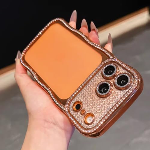 Coque de protection iPhone 15 Pro Max orange avec strass haut de gamme