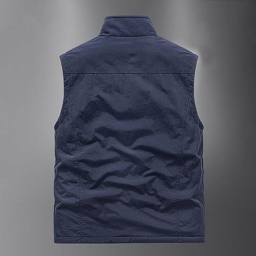 Men's Casual Lightweight Outdoor Work Fishing Travel Vest Multi Pockets Stand Collar Zip Vests Solid Waistcoat2