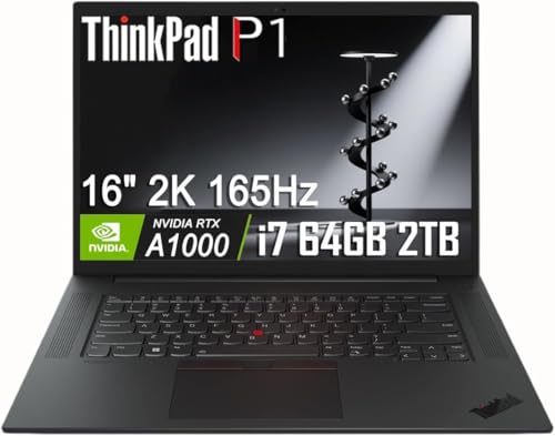 Lenovo ThinkPad P1 Mobile Workstation Laptop (16' 2K 165Hz, Intel 14-Core i7-13800H, 64GB DDR5, 2TB SSD, NVIDIA RTX A1000 6GB) 2 x Thunderbolt 4, Fingerprint, Backlit, FHD IR Webcam, Win 11 Pro
