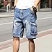 Mens Casual Denim Shorts Loose Fit Hip Hop Jean Shorts Streetwear Fashion Vintage Short Jeans (Blue-3,36)