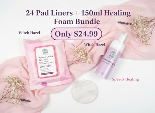 Perineal Cooling Pad Liners and Healing Foam, Witch Hazel, Postpartum Pain Relief, 24 Pad Liners, 150ml Foam - 3