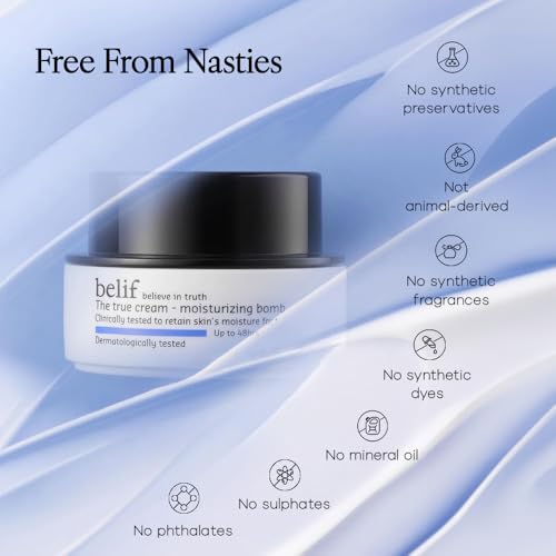 Image of belif The True Cream Moisturizing Bomb 10ml | Intense Face Moisturizer for Dry, Sensitive Skin | 26-Hour Hydration with Panthenol, Oat & Comfrey | Hydrating Cream for Women & Men