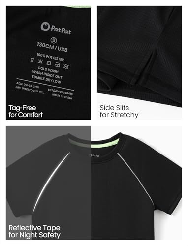 PATPAT Boys 2-Piece Athletic Set, Ultra Lightweight Quick-Dry T-Shirt & Shorts with Air-Grid Tech, Moisture-Wicking Sports Uniform for Kids Youth, Vapor Gray, US10/M3