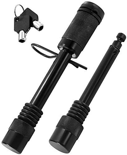 motormic Trailer Hitch Lock Pin Set - 5/8" and 1/2" Extra Long Black Pins with One Locking System - 1 Safety Clip, 10 Anti Rattle O-Rings – Tow receivers 1.25”, 2” and 2.5 inch (Class I,II,III,IV,V)…