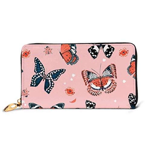 Preisvergleich Produktbild JHGFG Mode Handtasche Reißverschluss Brieftasche Sweet Tone Schmetterlinge Flying Garden Lady Telefon Clutch Geldbörse Abendkupplung Blocking Leder Brieftasche Multi Card Organi