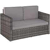 TecTake Poly Rattan Lounge Set 2 Sitzer Sofa mit Hocker - 4