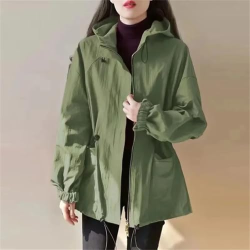 Women's Long Sleeve Jacket Elegant Workwear Short Zipper Hooded Waisted Pockets Vacation Coat3