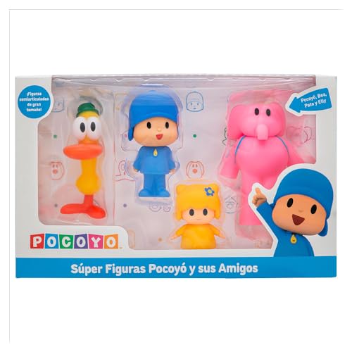 BANDAI - Pack de 4 Super Figuras Pocoyó y Sus Amigos FA77750, Juguetes de Plástico para Niños, Set Coleccionable de la Serie de Televisión, Muñecos de Juguete.
