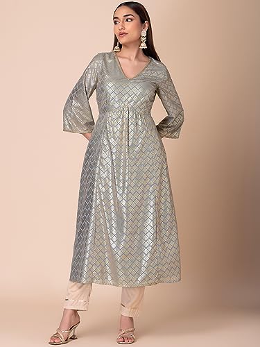 Image of Indya Women's Polyester Regular Fit Casual Kurta